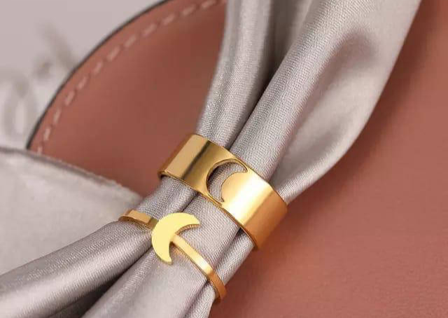 2 Pcs Trendy Couple Moon Rings