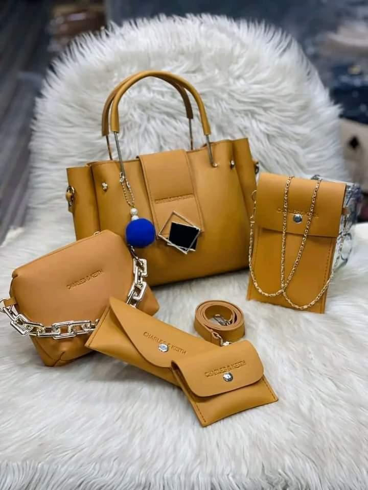 Girl's PU Leather Plain Hand Bag Set