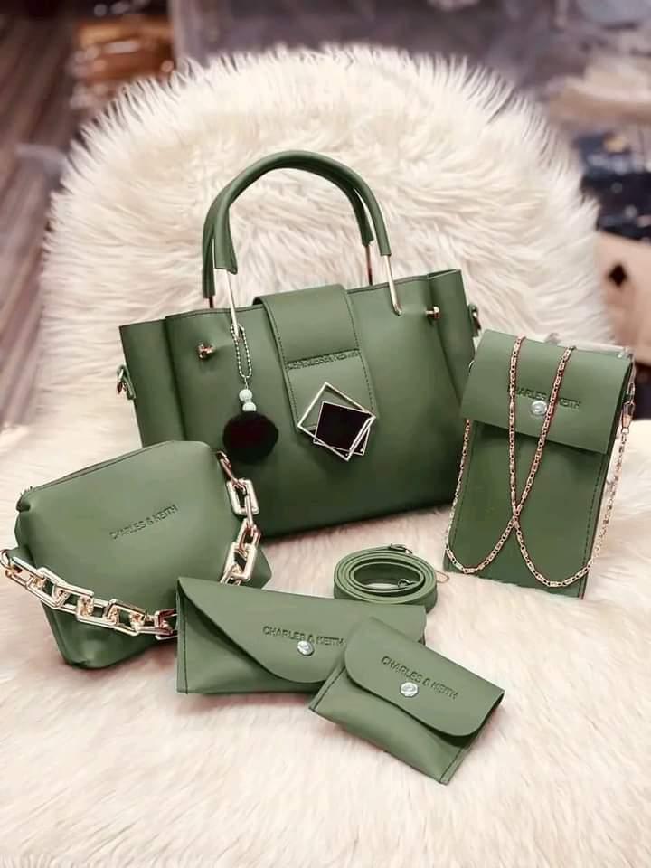 Girl's PU Leather Plain Hand Bag Set