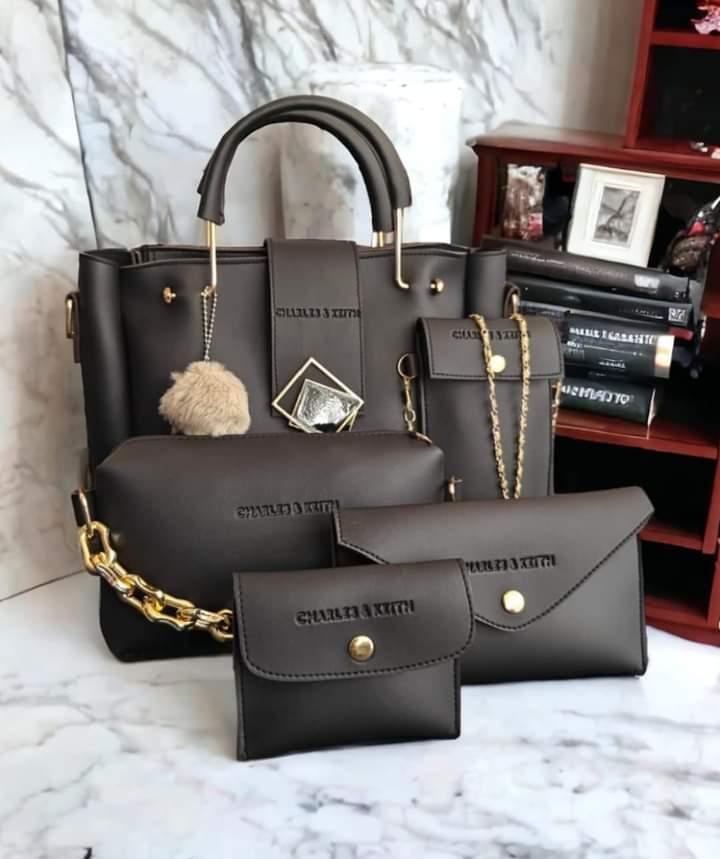 Girl's PU Leather Plain Hand Bag Set