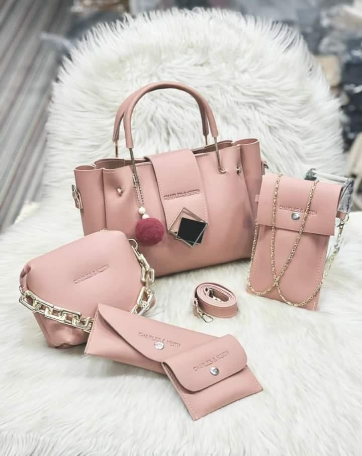 Girl's PU Leather Plain Hand Bag Set