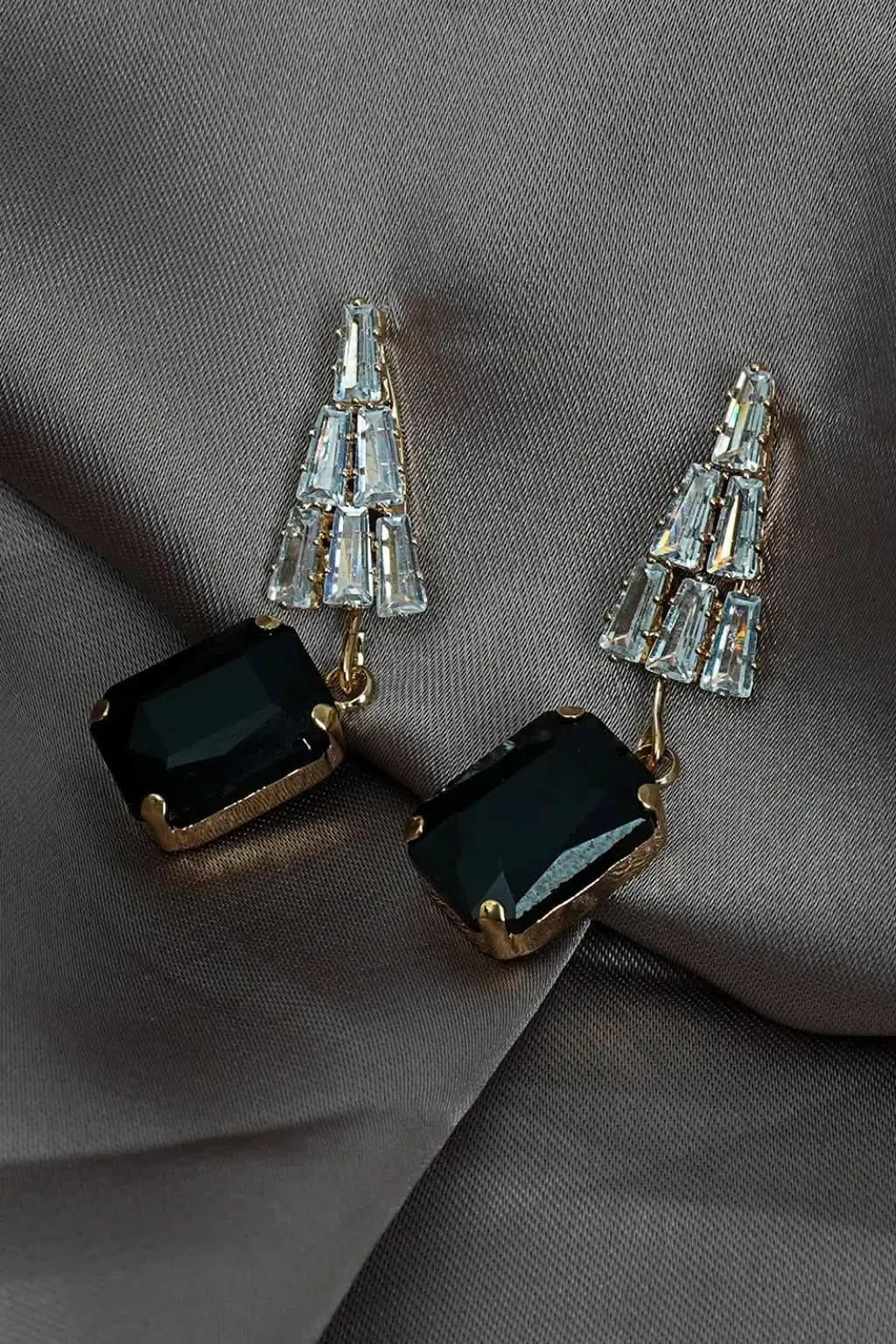 Pearl Cross Stud Earrings & Gold Cuff Bracelet Set-Elegant & Chic