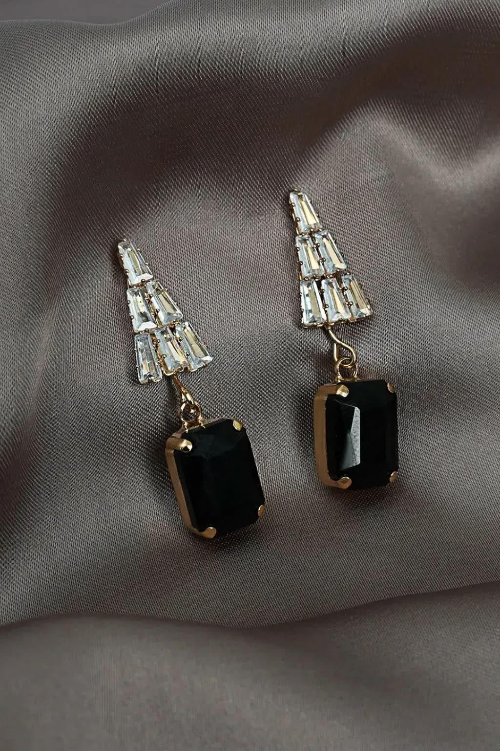 Pearl Cross Stud Earrings & Gold Cuff Bracelet Set-Elegant & Chic