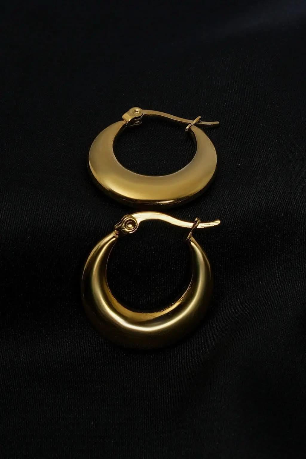 Crescent Hoop Earrings - Timeless Elegance in Gold