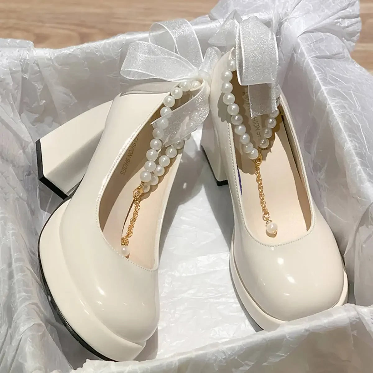 Luxury Women High Heels Elegant Bow Square Toe Women