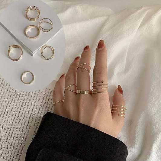 Hip Hop Pack of 6 Rings Set