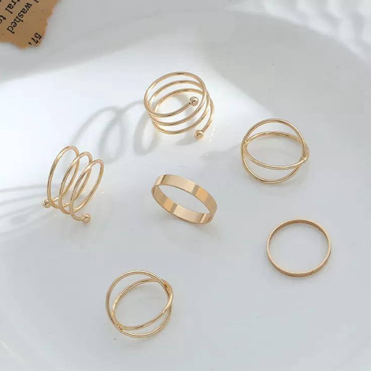 Hip Hop Pack of 6 Rings Set