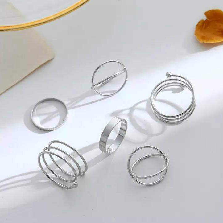 Hip Hop Pack of 6 Rings Set