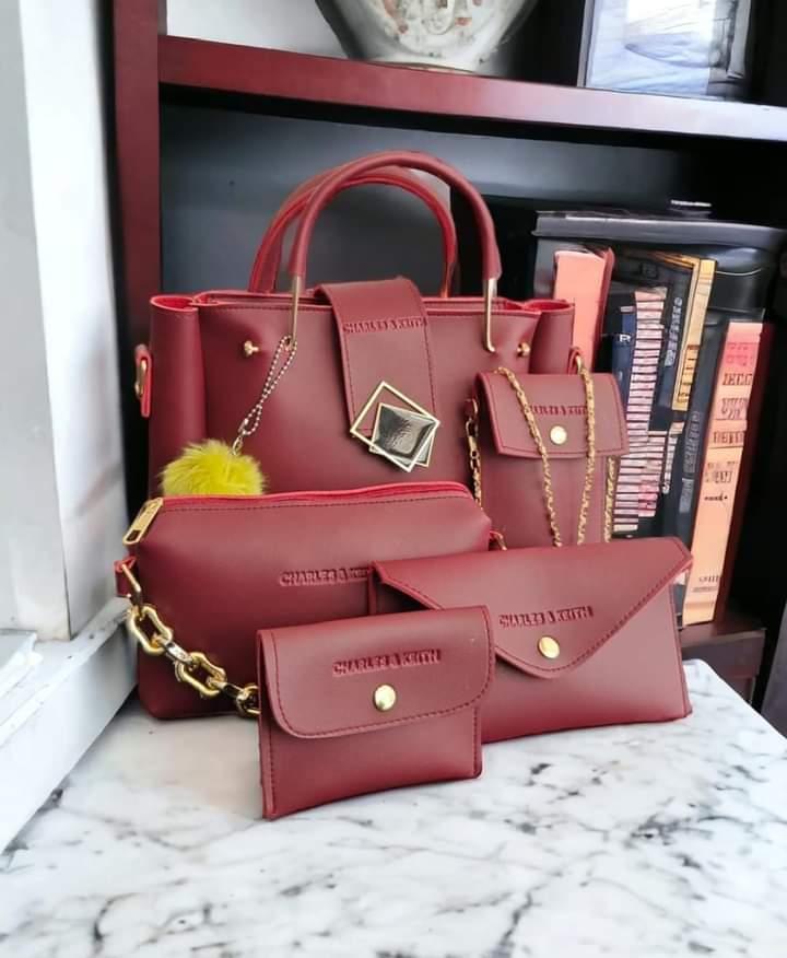 Girl's PU Leather Plain Hand Bag Set