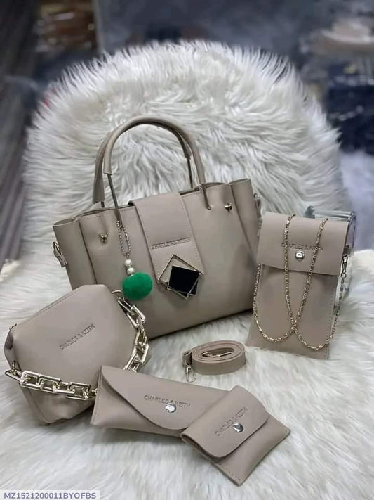 Girl's PU Leather Plain Hand Bag Set