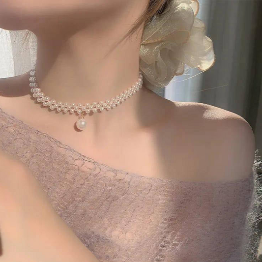 1 Pc Resin Elegant Pearl Stones Choker