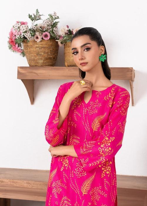 Stylish Women's Stitched Printed Shirt and Trouser Set, 2 Pcs, Arabic Linen