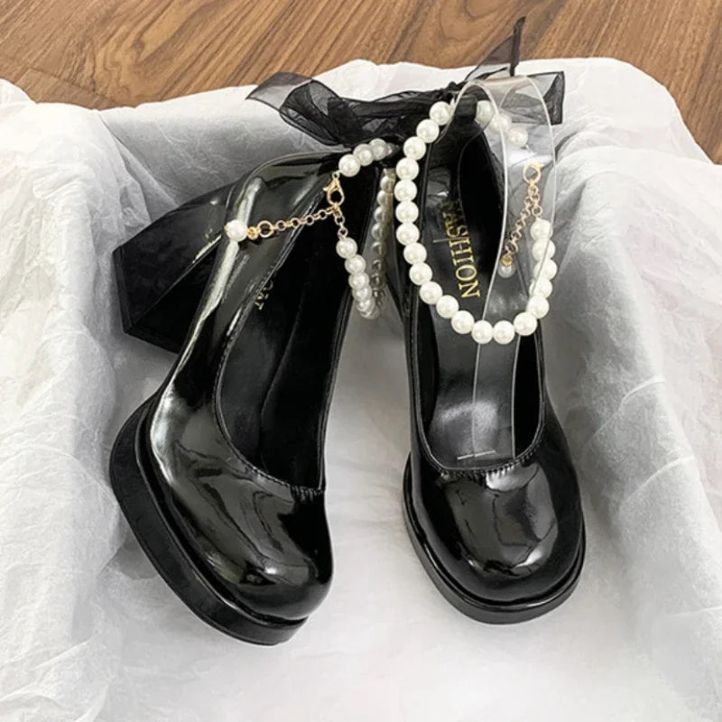 Luxury Women High Heels Elegant Bow Square Toe Women