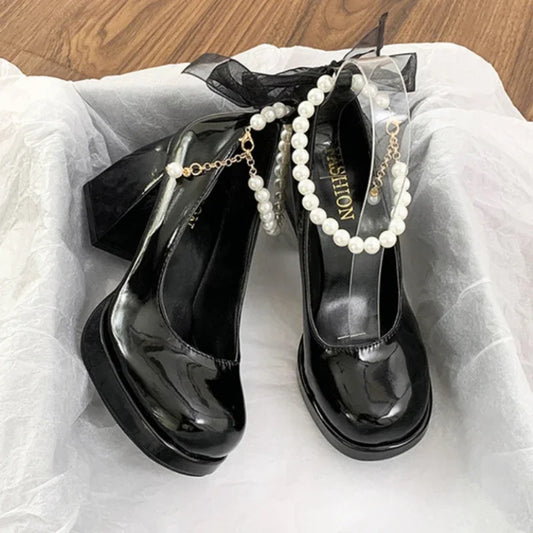 Luxury Women High Heels Elegant Bow Square Toe Women