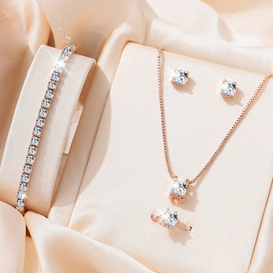 Women Necklace Earrings Ring Bracelet