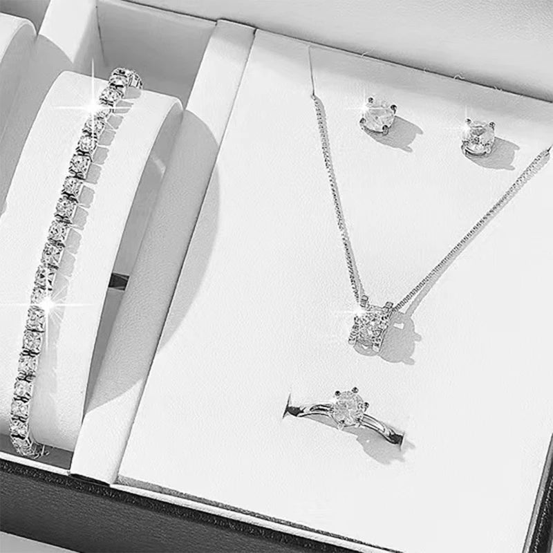 Women Necklace Earrings Ring Bracelet